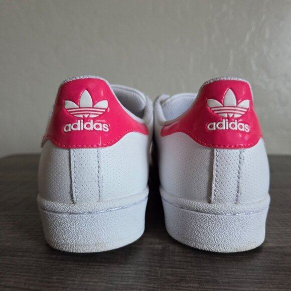 Adidas Superstar J Sneakers Shoes White/Iridescent Hot Pink Big Girls 6.5 DB1210 - Picture 5 of 12